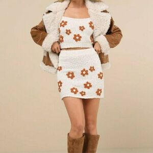 Lulus Jacquie The Label Floral Sweater Tank Skirt Set New L Large